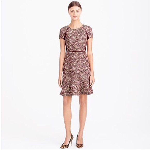 || J. CREW ||  WINE TWEED CAP SLEEVE DRESS - Picture 2 of 8